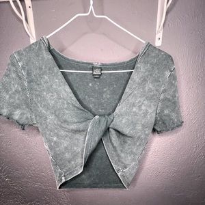 SUPER CUTE BOHO TWIST CROP TOP SAGE GREEN
